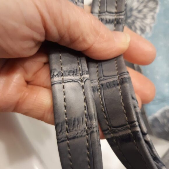 New Vinyl Double handle Shoulder Satchel Bag Purse Blue Gray Dandelion Floral - Picture 13 of 14